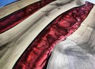 Custom Order 56 " Round Walnut Metallic Red Epoxy Dining | Dining Table in Tables by LuxuryEpoxyFurniture. Item composed of wood and synthetic