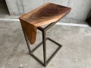 Live-edge Walnut Waterfall C-table | Side Table in Tables by Hazel Oak Farms. Item made of walnut with steel