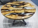 Round Olive Wood Clear Epoxy Dining Table, Custom 52" Round | Tables by LuxuryEpoxyFurniture. Item composed of wood and synthetic