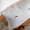 Black and White Triangles Printed on Natural Linen Lumbar Pillow 14x20 | Pillows by Vantage Design