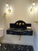 Modern-Minimalist Black Nero Marble Sink with Backsplash | Water Fixtures by AYMARBLEDESIGN LLC