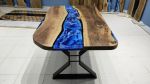 Living Edge Dark Walnut Resin Dining Table, Ocean Epoxy | Tables by LuxuryEpoxyFurniture. Item made of wood with synthetic