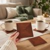 Mahogany Wood Veneer Marquetry Coasters, Geometric Natural Drink Set (Set of 4),Coaster | Tableware by Vesta Corte