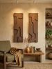 Diptych Wall Art Set (2 pieces) - Modern Textured Plaster Sculptures - Large Brown Decor - Housewarming Gift | Wall Sculpture in Wall Hangings by Vaiva Art Atelier