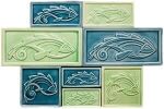 Leaping Fish Tile - Green Celadon | Tiles by Lynne Meade