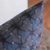 Navy Linen with Silver Stars Lumbar Pillow 14x20 | Pillows by Vantage Design