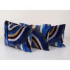 Colorful Ikat Velvet Pillow - Set of Three Lumbar Silk Cushi | Cushion in Pillows by Vintage Pillows Store