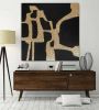 Large abstract gold leaf art black gold painting gold foil | Oil And Acrylic Painting in Paintings by Berez Art. Item composed of canvas in minimalism or modern style