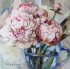 Peony oil painting original flowers canvas art in frame | Oil And Acrylic Painting in Paintings by Natart. Item made of canvas with synthetic works with contemporary style
