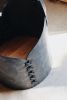 16in Black Leather Basket | Storage Basket in Storage by Harrow and Sickle Leather Design