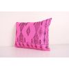 Anatolian Wool Pink Lumbar Kilim Pillow Cover, Decorative Tu | Cushion in Pillows by Vintage Pillows Store