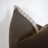 Mushroom Brown Linen with Cream & Denim Blue Striped Flange 22x22 | Pillow in Pillows by Vantage Design