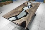Walnut Wood Transparent Clear Epoxy Table | Coffee Table | Dining Table in Tables by LuxuryEpoxyFurniture. Item made of wood with synthetic