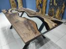 Walnut Wood Transparent Clear Epoxy Table | Coffee Table | Dining Table in Tables by LuxuryEpoxyFurniture. Item made of wood with synthetic
