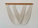 Macrame Wall Hanging Beige Cotton Fiber Art Large Boho Wall Decor Handmade Woven Tapestry Minimalist Textile Wall Art Wooden Home Decor | Wall Hangings by İnanç Yılmaz