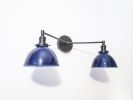 2-Light Armed Modern Sconce, Matte Black and Blue, Dimmable | Sconces by Retro Steam Works