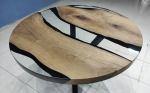 Custom 42" Diameter, Round Walnut Wood, Clear Epoxy Dining | Dining Table in Tables by LuxuryEpoxyFurniture. Item composed of wood and synthetic