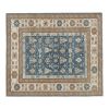 Handknotted Square Blue Wool Turkish Kars Rug 5.4 x 6.3 Ft | Area Rug in Rugs by Vintage Pillows Store. Item made of wool with fiber