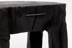 Sculptural Side Table, Rustic, Burnt Black Wood, Carved, Handmade | Tables by Logniture