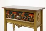 Handcrafted Tall Green Console Table with Drawer – Amanita Mushroom & Forest Motif Entryway Table | Tables by Birds and Gardens Inc