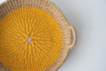 Woven Round Tray I Yellow | Decorative Tray in Decorative Objects by NEEPA HUT. Item composed of fiber