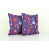 Suzani Silk on Silk Pillow, Set of Two Uzbek Silk Purple Emb | Cushion in Pillows by Vintage Pillows Store