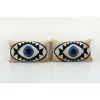 Ikat Eye Beige Pillow Cover - Handloom Blue Silk Ikat Velvet | Sham in Linens & Bedding by Vintage Pillows Store. Item composed of cotton