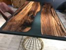 Custom Epoxy Table - Resin Dining Table - Blue Epoxy Table | Tables by Tinella Wood. Item composed of oak wood and synthetic in contemporary or art deco style