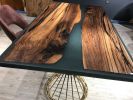 Custom Epoxy Table - Resin Dining Table - Blue Epoxy Table | Tables by Tinella Collection. Item composed of oak wood and synthetic in contemporary or art deco style