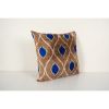 Ikat Velvet Pillow Cover, Square Taupe and Blue Silk Velvet | Sham in Linens & Bedding by Vintage Pillows Store. Item composed of fabric & fiber