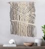 Ivory Grey Wool Macrame Wall Hanging: Hand Knitted Boho Tapestry Fiber Art | Wall Hangings by Swiflo