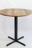 Modern Round Hackberry Pub Table with Black Steel Legs | Side Table in Tables by Hazel Oak Farms. Item composed of wood and metal