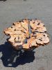 Live Edge Coffee Table with Epoxy Resin Olive Wood Burl Slab Round Custom Center and Side Table | Tables by Ironscustomwood. Item composed of wood