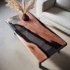 Custom Black Epoxy Coffee Table | Live Edge Walnut Wood | Tables by Ironscustomwood. Item made of walnut