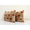 Set of Two Green Silk Ikat Velvet Pillow Cover, Pair Checker | Sham in Linens & Bedding by Vintage Pillows Store. Item made of cotton