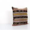 Square Striped Organic Kilim Pillow Case, Turkish Cushion Pi | Pillows by Vintage Pillows Store