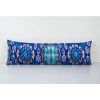 Blue Ikat Velvet Pillow, Silk Velvet Bedding Lumbar Pillow, | Cushion in Pillows by Vintage Pillows Store