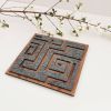 Oak wood and felt serving tray for coffee table "Maze". 1 pc | Decorative Tray in Decorative Objects by DecoMundo Home. Item made of oak wood & fabric compatible with minimalism and industrial style