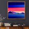 Original 30x30 Geometric Mountain Landscape | Chasing Daylight by Shilo Ratner | Oil And Acrylic Painting in Paintings by Shilo Ratner