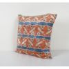 Square Velvet Ikat Cushion Cover, Apricot Blue Silk Ikat Vel | Pillows by Vintage Pillows Store