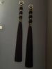 Black Gold Macrame Wall Hanging, Extra Long Tassel Wall Tapestry, Modern Fiber Art | Wall Hangings by İnanç Yılmaz
