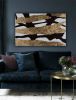 Large gold wall art golden leaf painting original black gold | Oil And Acrylic Painting in Paintings by Berez Art. Item made of canvas works with minimalism style