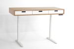 The Evolve | Desk in Tables by ROMI. Item made of oak wood with brass works with minimalism & mid century modern style