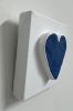 Navy Heart 4" x 4" | Mixed Media in Paintings by Emeline Tate. Item made of canvas with synthetic