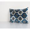 Blue Silk Ikat Velvet Lumbar Pillow Cover - Uzbek Ethnic Dec | Cushion in Pillows by Vintage Pillows Store