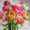 Ranunculus painting original 8x8, Colorful flowers oil | Oil And Acrylic Painting in Paintings by Natart. Item composed of canvas and synthetic in contemporary style