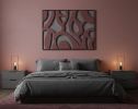 Textured 3D Geometric Wall Art: Burgundy & Taupe Relief Painting, Plaster Concrete Sculpture | Wall Sculpture in Wall Hangings by Vaiva Art Atelier