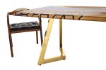 Honeycomb Epoxy Table - Blue Resin Table - River Table | Dining Table in Tables by Tinella Collection. Item composed of walnut and synthetic in contemporary or art deco style