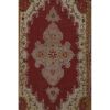 Vintage Red and Pink Turkish Oushak Rug - Kitchen Rug | Area Rug in Rugs by Vintage Pillows Store. Item made of fiber