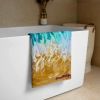 Beach Towel - Good Tidings - Fluid Blue Gold Ocean | Work by Eman's Gallery
